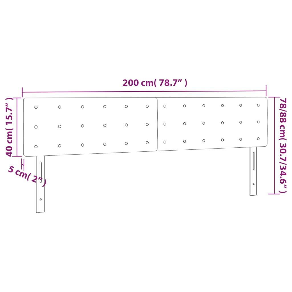 LED uzglavlje ružičasto 200x5x78/88 cm baršunasto