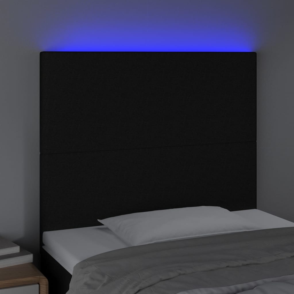 LED uzglavlje crno 90x5x118/128 cm od tkanine
