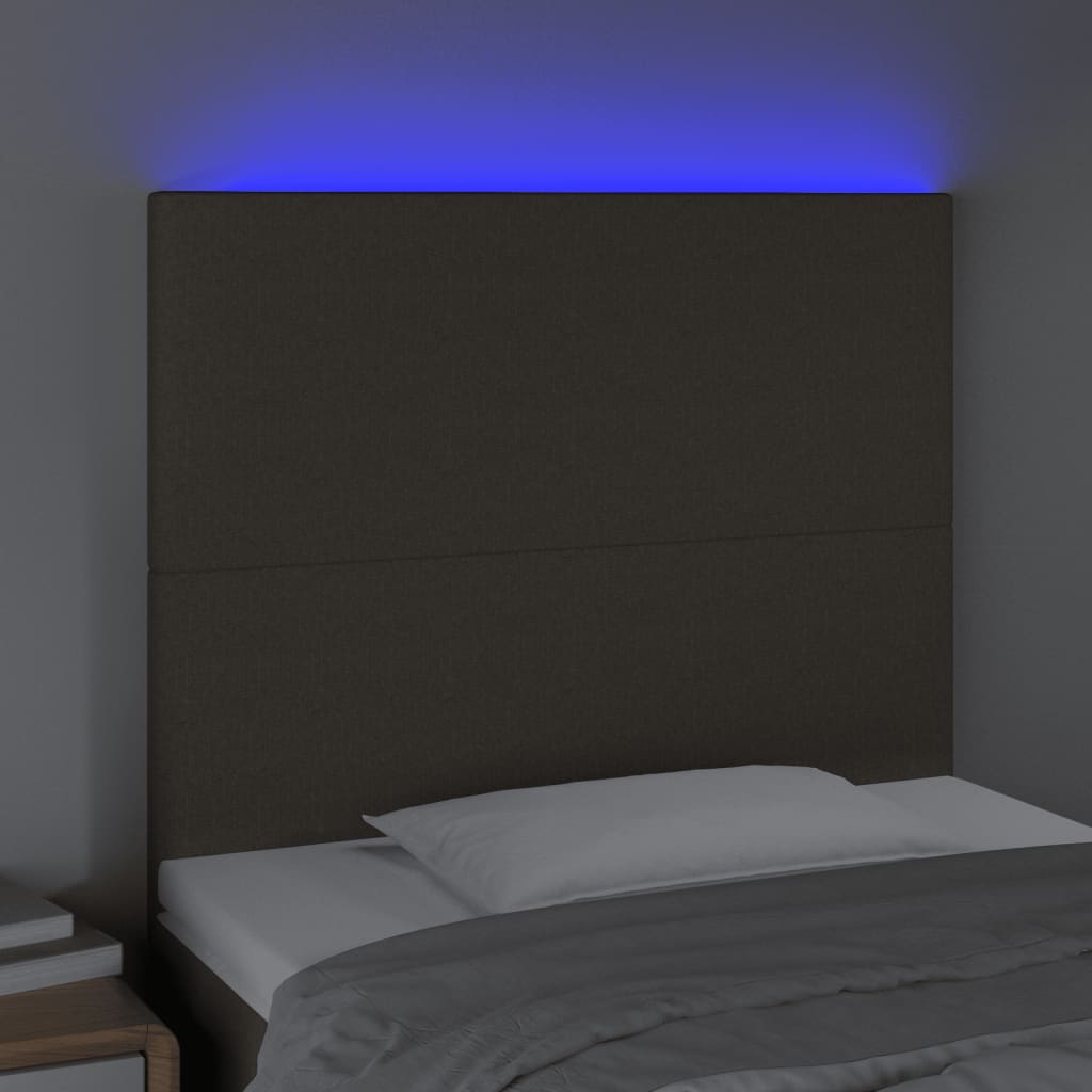 LED uzglavlje smeđesivo 90x5x118/128 cm od tkanine