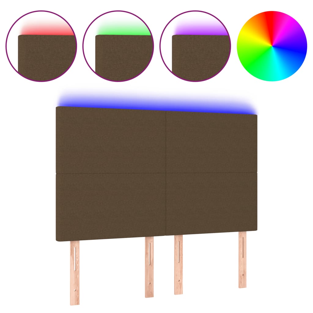 LED uzglavlje tamnosmeđe 144x5x118/128 cm od tkanine