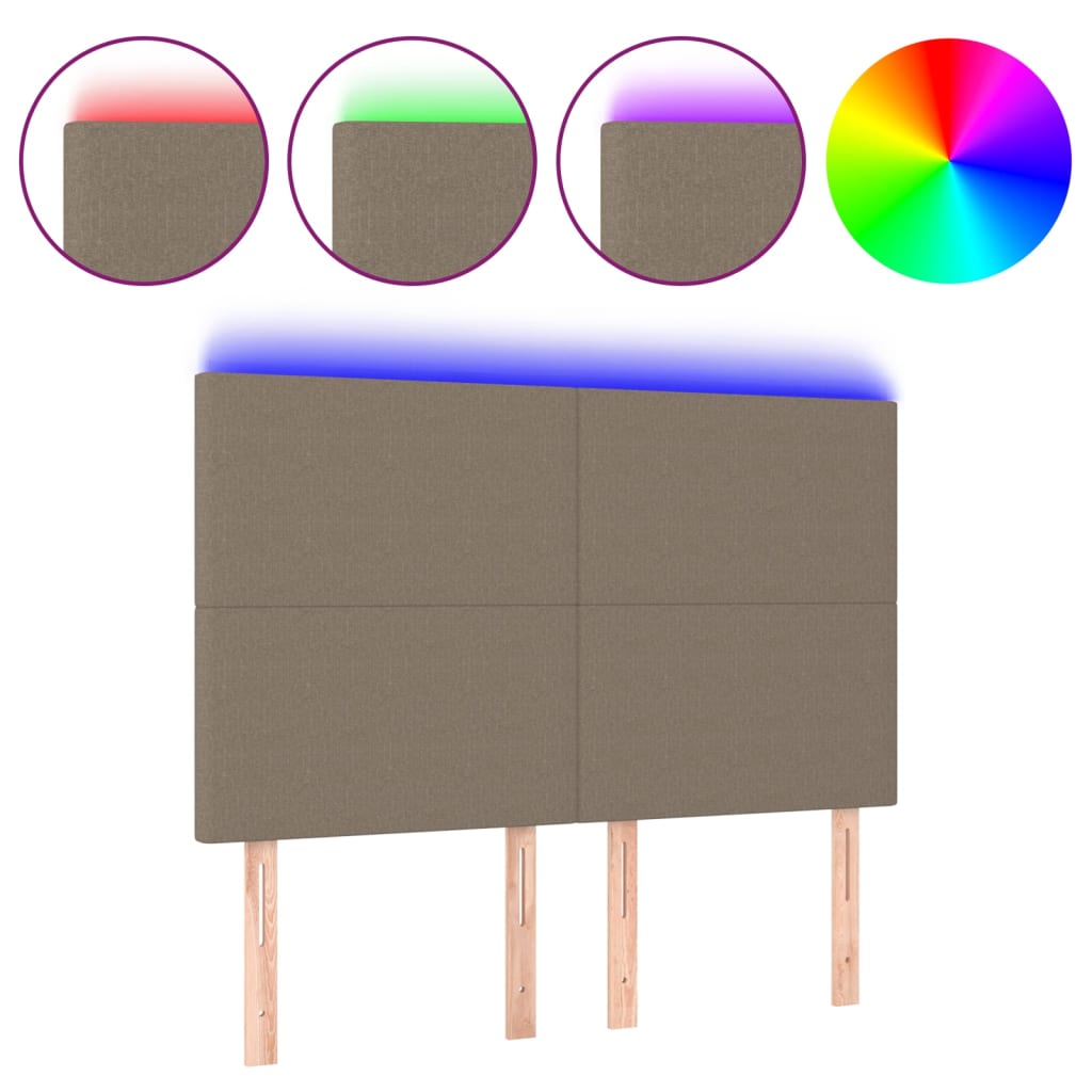 LED uzglavlje smeđesivo 144x5x118/128 cm od tkanine