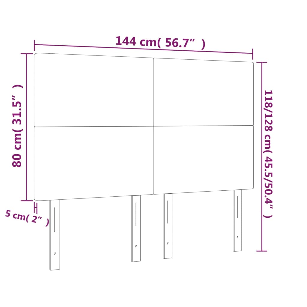 LED uzglavlje krem 144x5x118/128 cm od tkanine