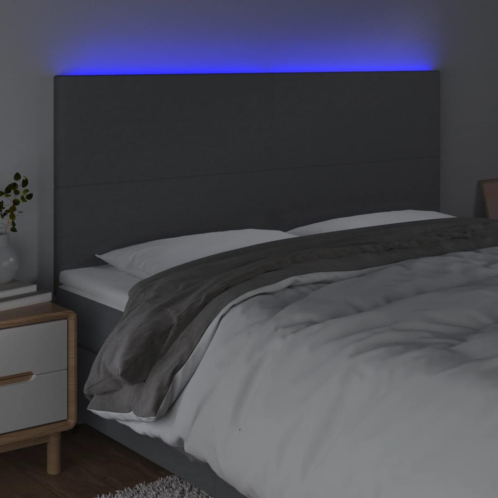 LED uzglavlje tamnosivo 160x5x118/128 cm od tkanine