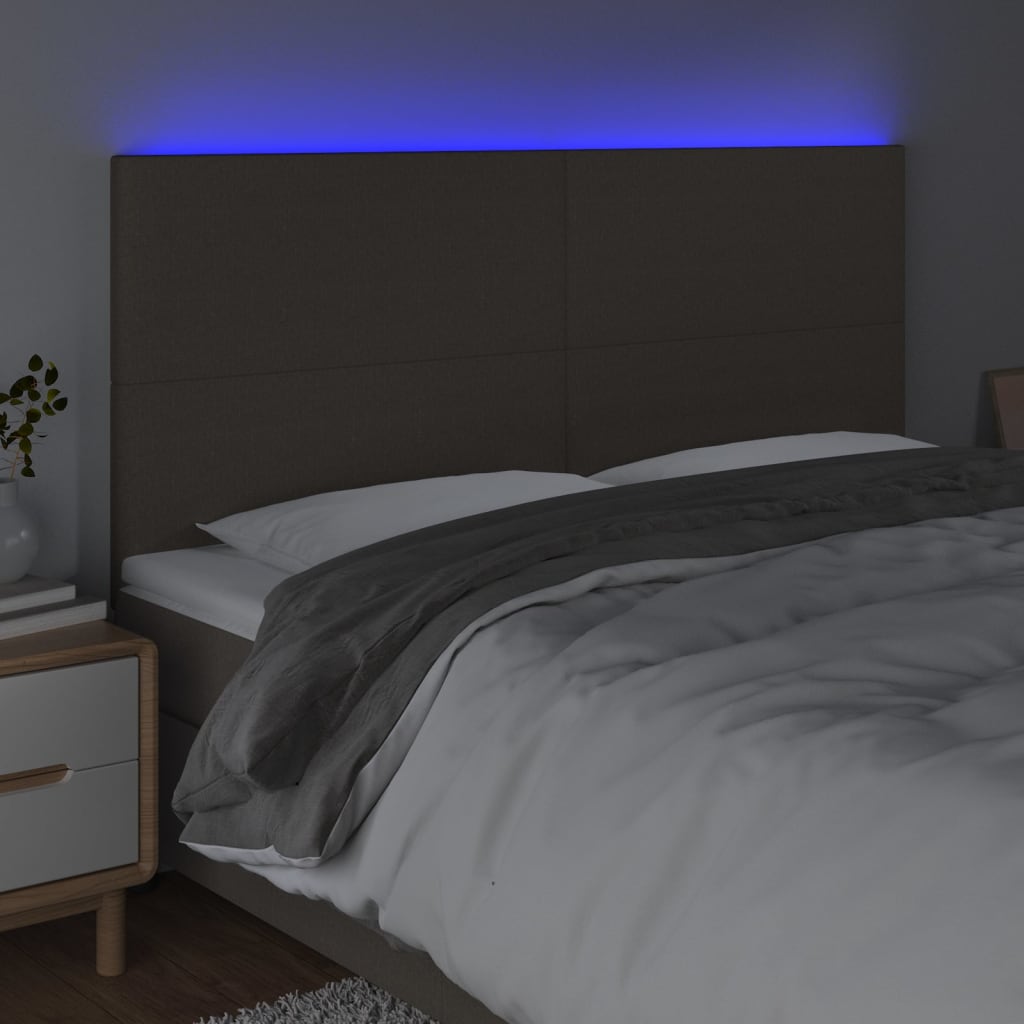 LED uzglavlje smeđesivo 160x5x118/128 cm od tkanine