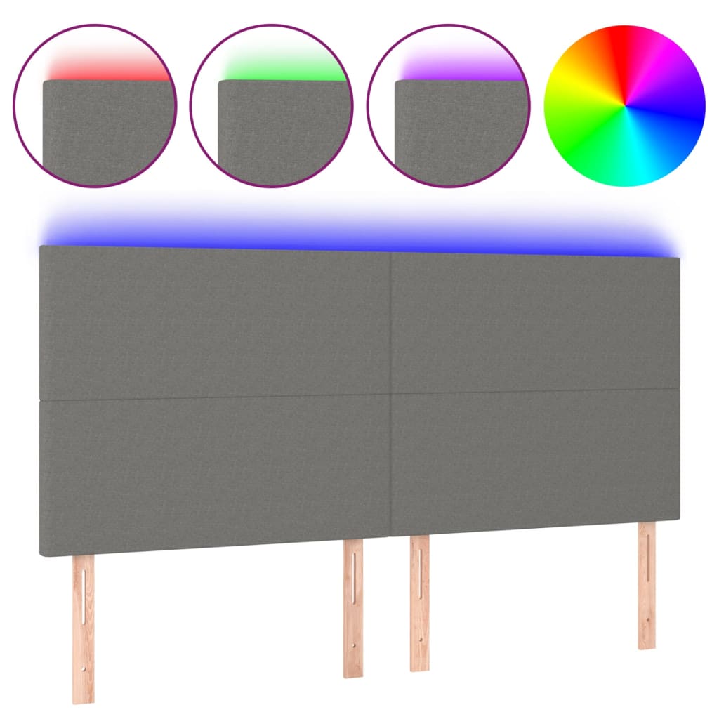 LED uzglavlje tamnosivo 180x5x118/128 cm od tkanine