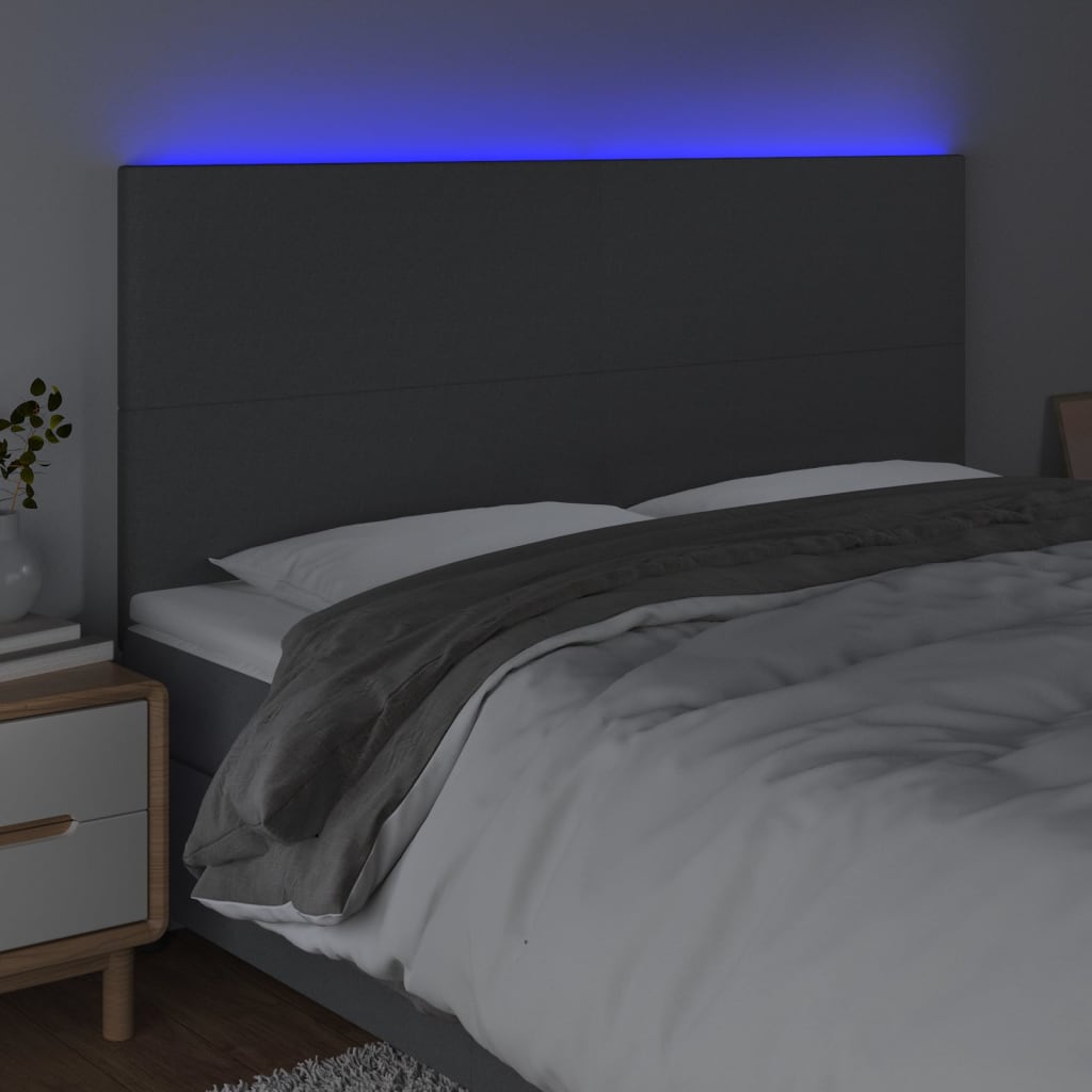 LED uzglavlje tamnosivo 180x5x118/128 cm od tkanine