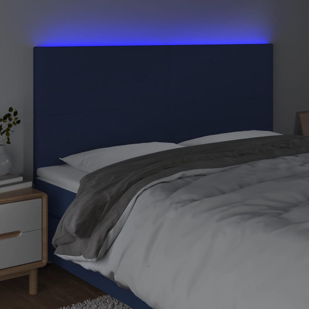 LED uzglavlje plavo 180x5x118/128 cm od tkanine