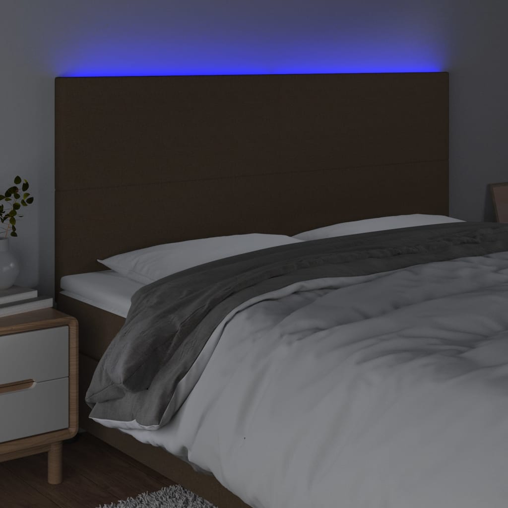 LED uzglavlje tamnosmeđe 200x5x118/128 cm od tkanine