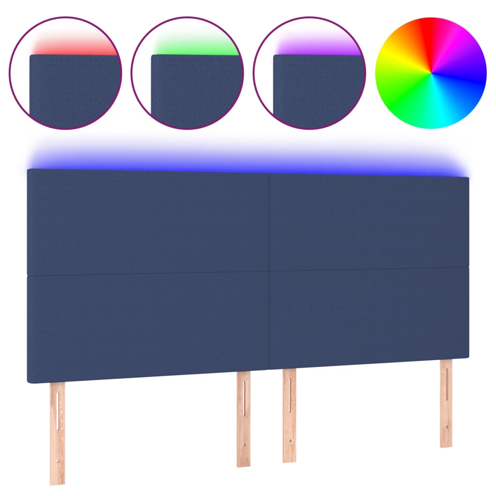 LED uzglavlje plavo 200x5x118/128 cm od tkanine