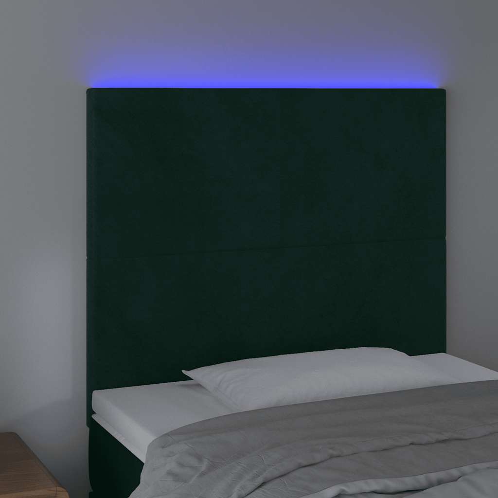 LED uzglavlje tamnozeleno 80x5x118/128 cm baršunasto