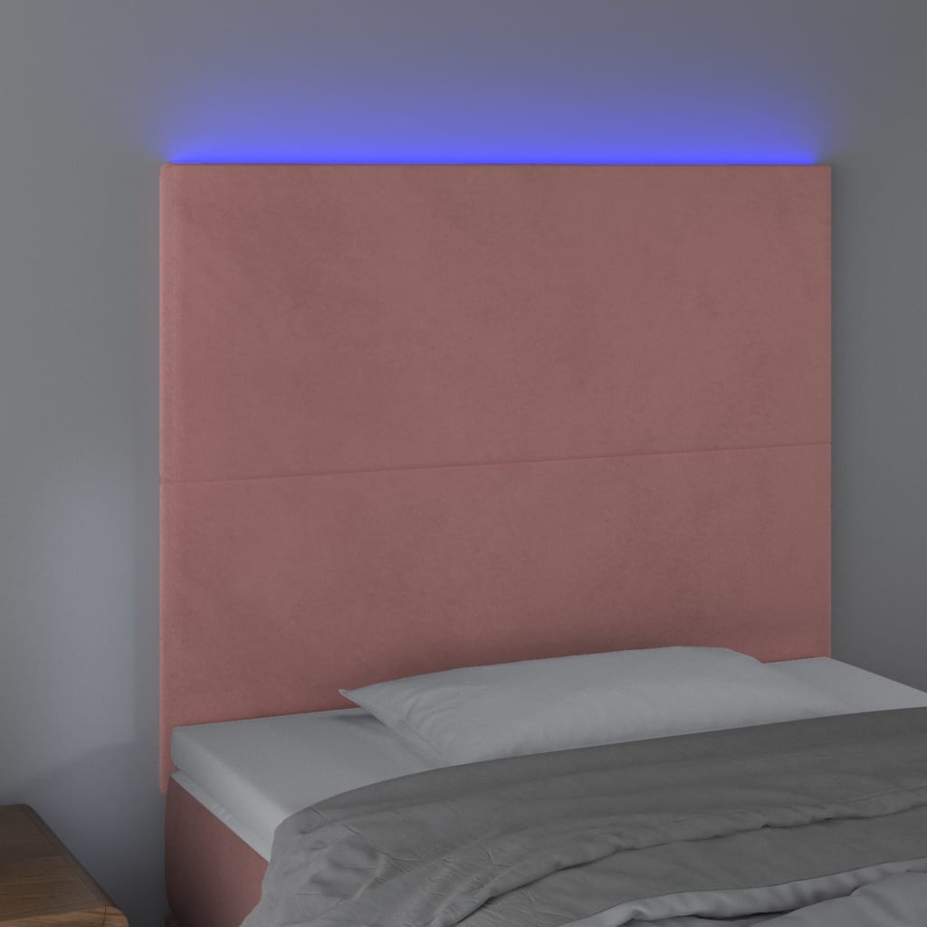 LED uzglavlje ružičasto 80x5x118/128 cm baršunasto