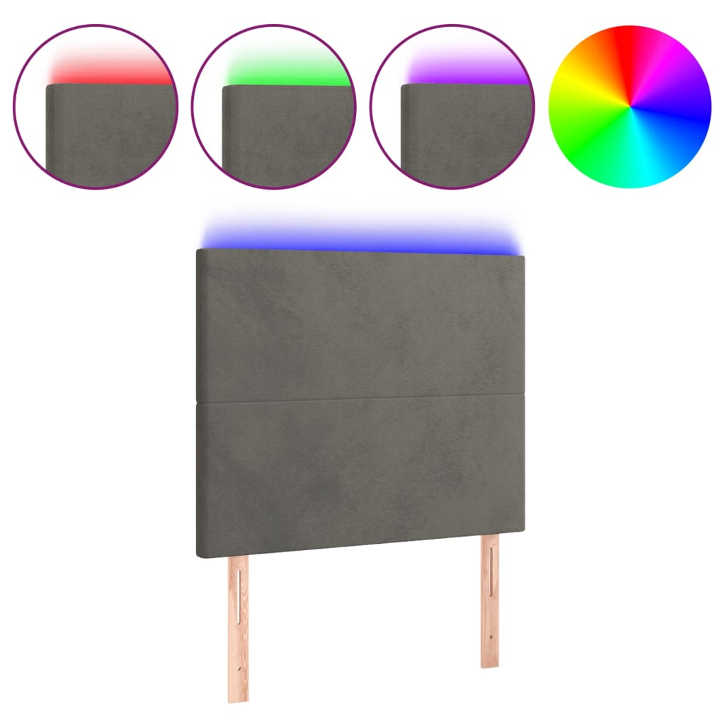 LED uzglavlje tamnosivo 90x5x118/128 cm baršunasto