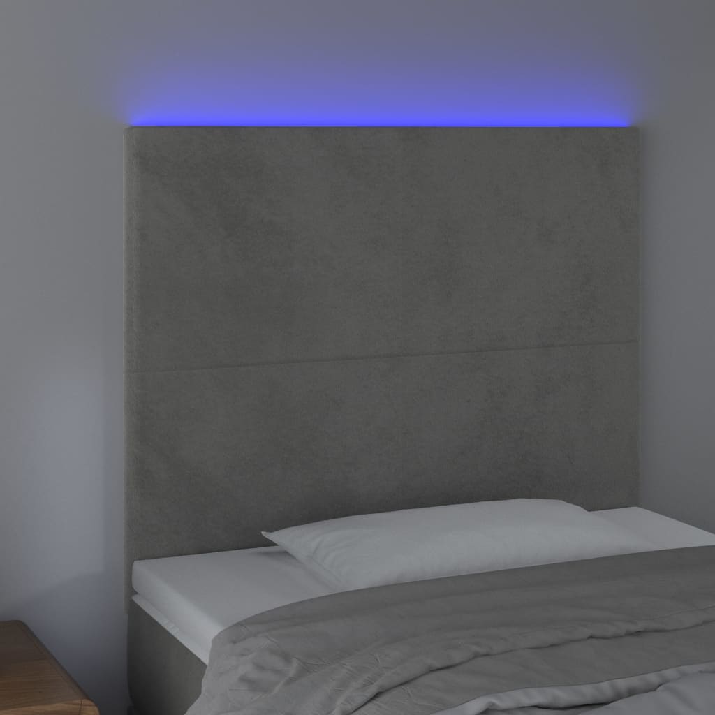 LED uzglavlje svjetlosivo 100x5x118/128 cm baršunasto