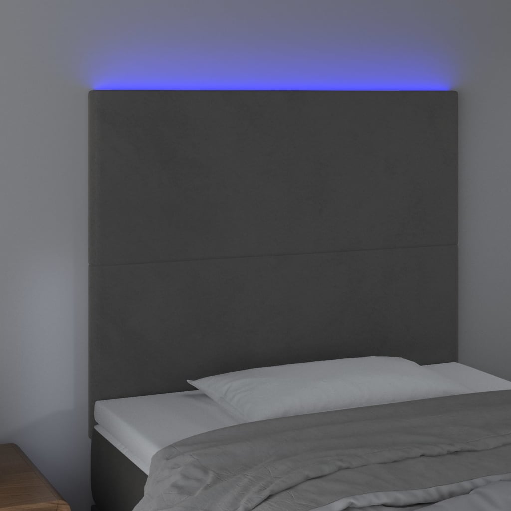 LED uzglavlje tamnosivo 100x5x118/128 cm baršunasto