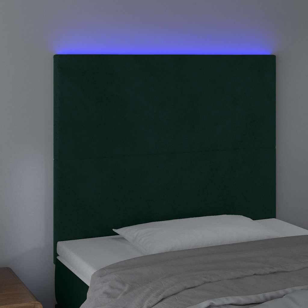 LED uzglavlje tamnozeleno 100x5x118/128 cm baršunasto