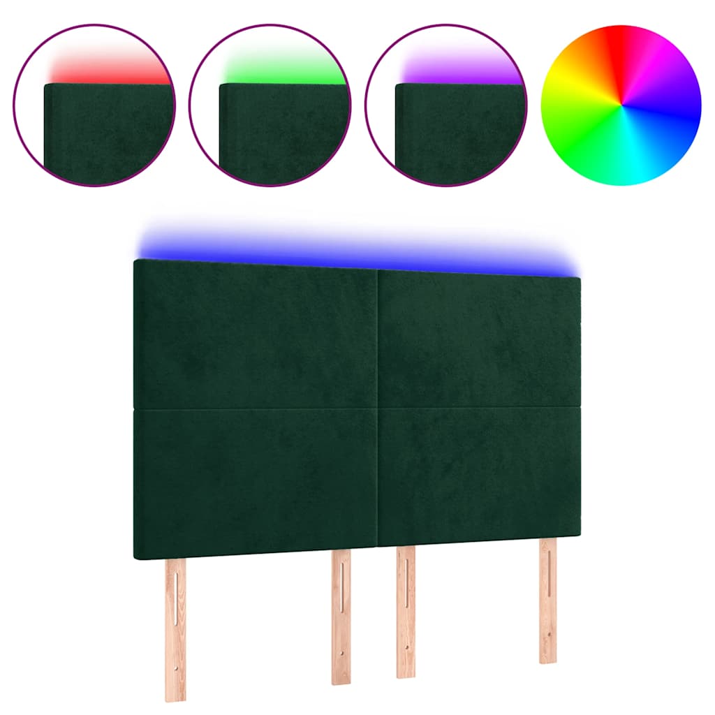 LED uzglavlje tamnozeleno 144x5x118/128 cm baršunasto
