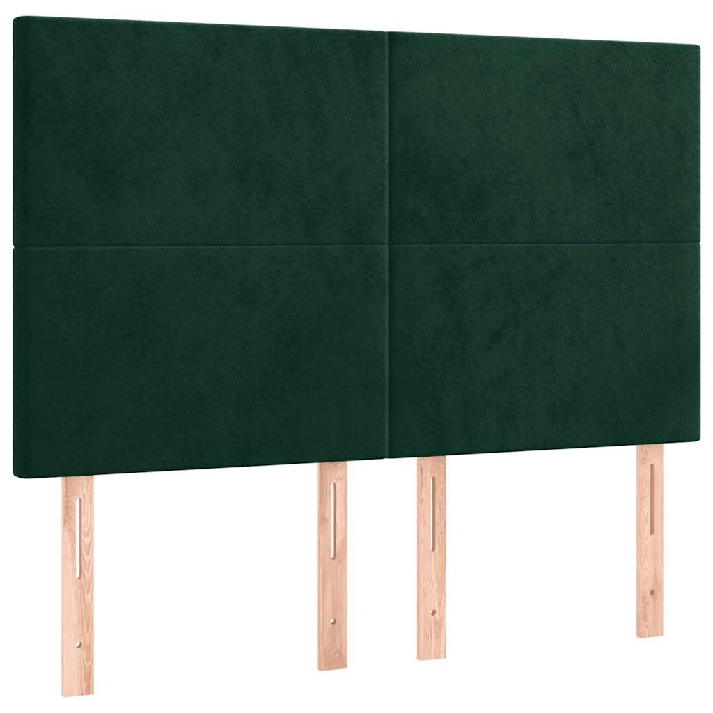 LED uzglavlje tamnozeleno 144x5x118/128 cm baršunasto