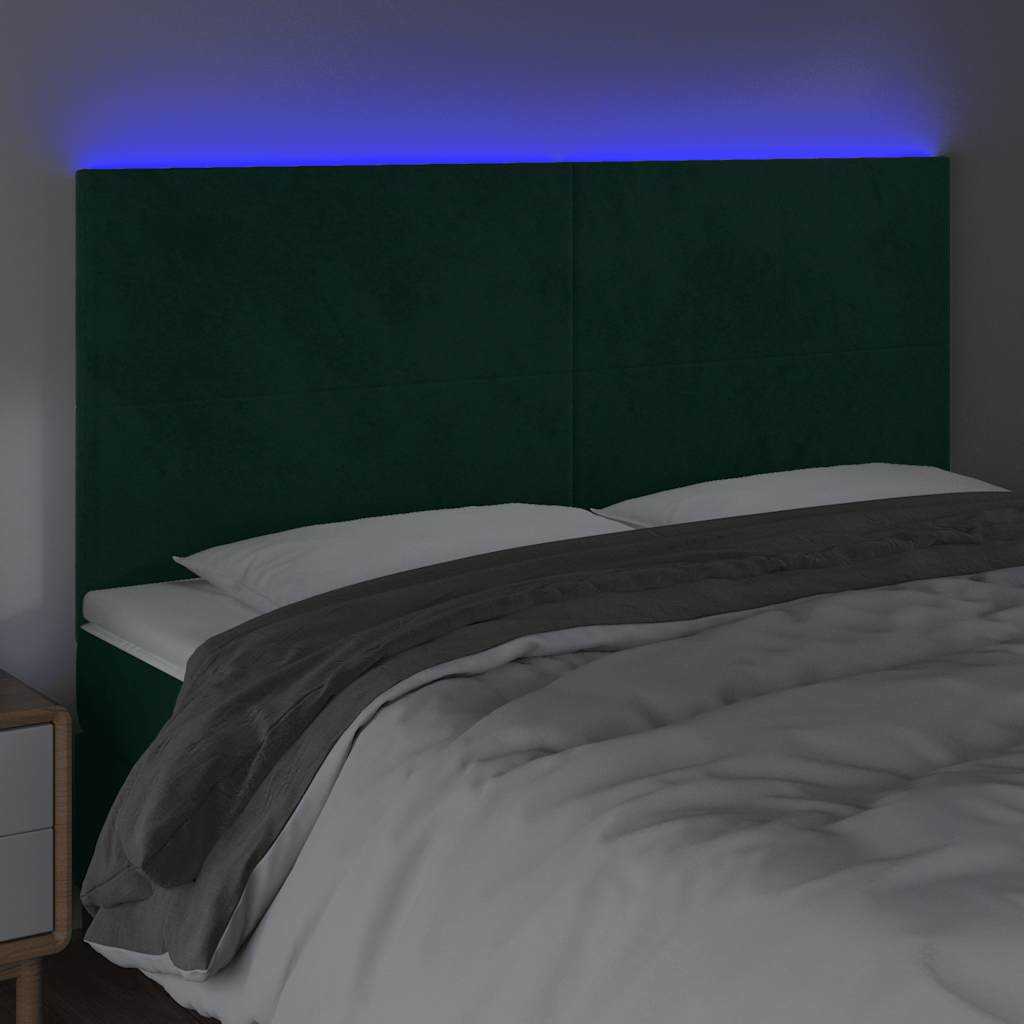 LED uzglavlje tamnozeleno 160x5x118/128 cm baršunasto