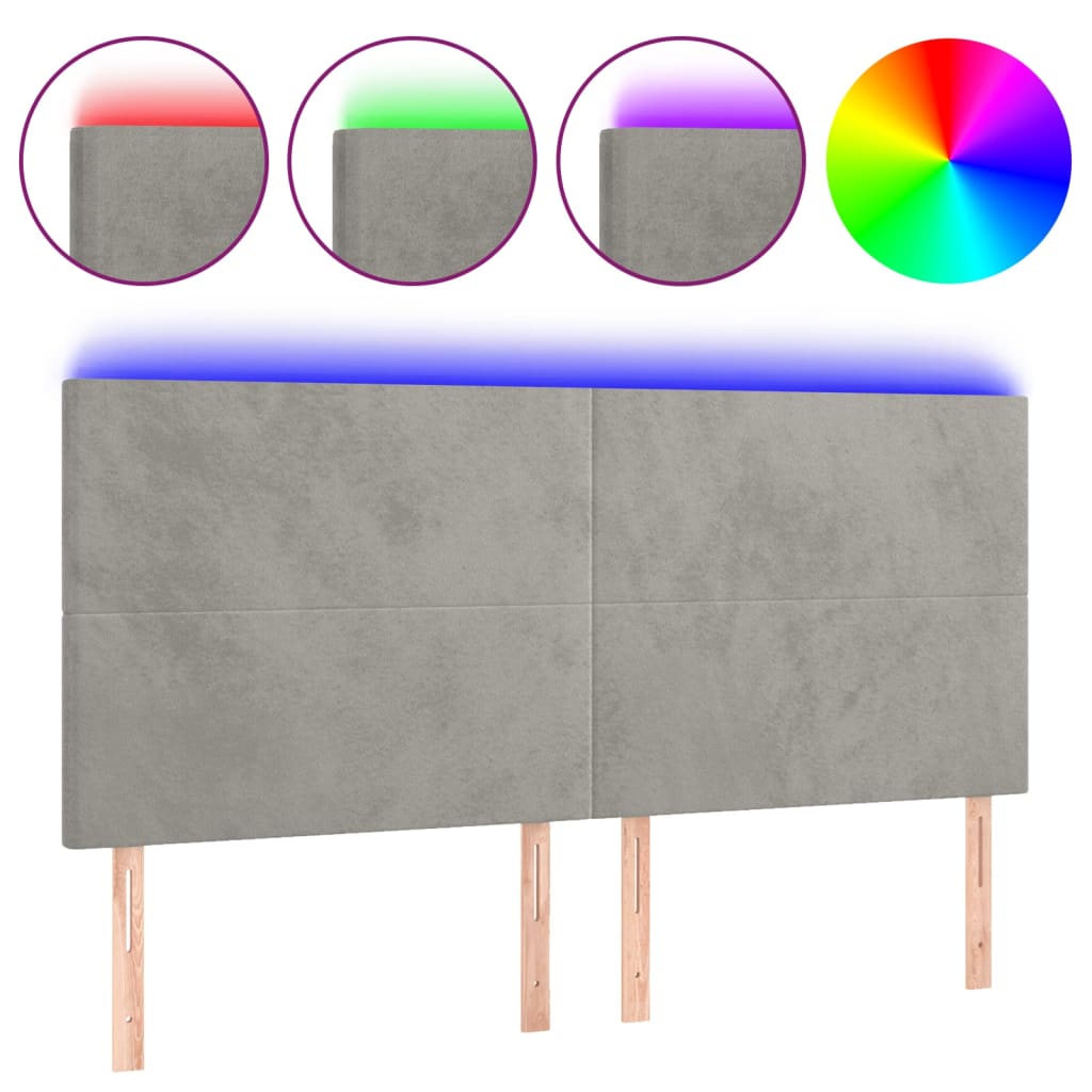 LED uzglavlje svjetlosivo 180x5x118/128 cm baršunasto