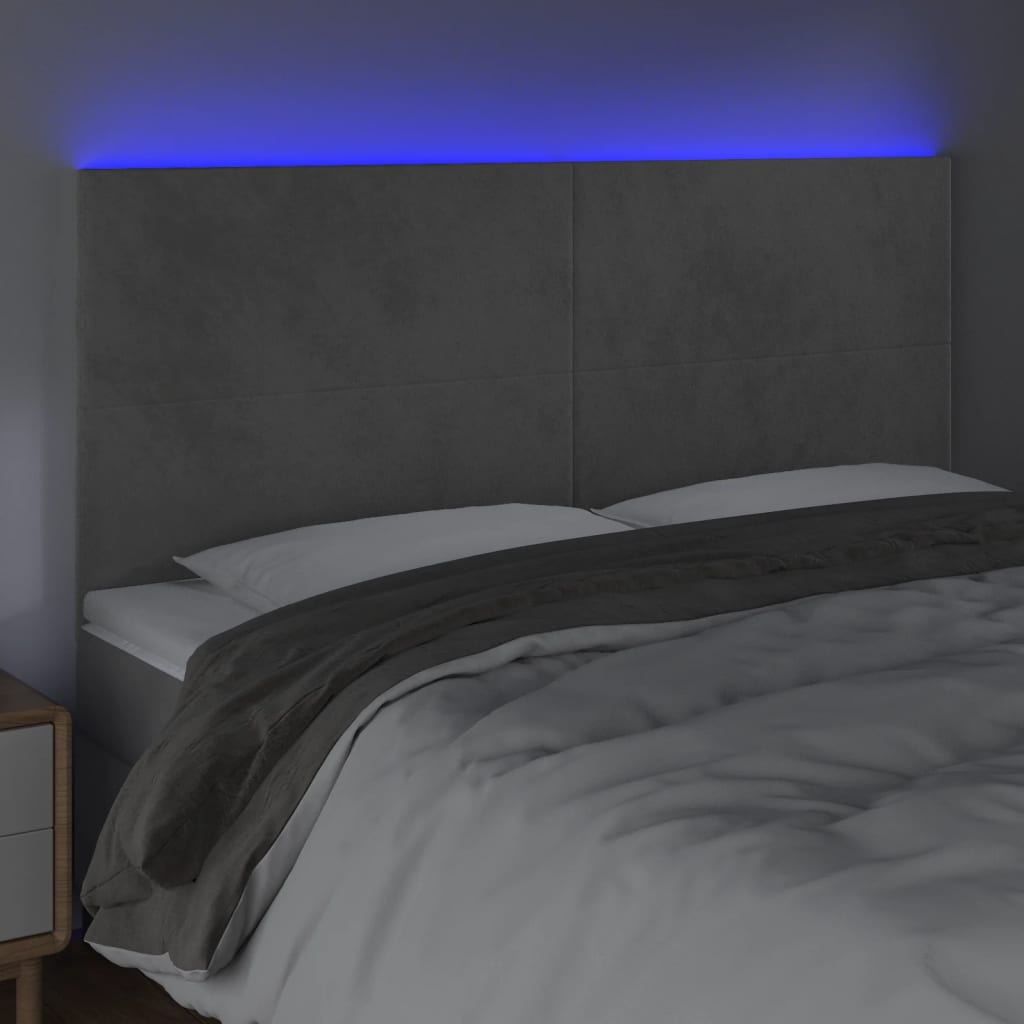 LED uzglavlje svjetlosivo 180x5x118/128 cm baršunasto
