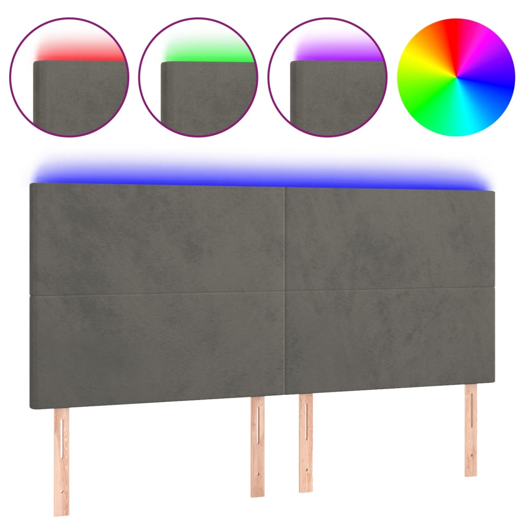 LED uzglavlje tamnosivo 180x5x118/128 cm baršunasto