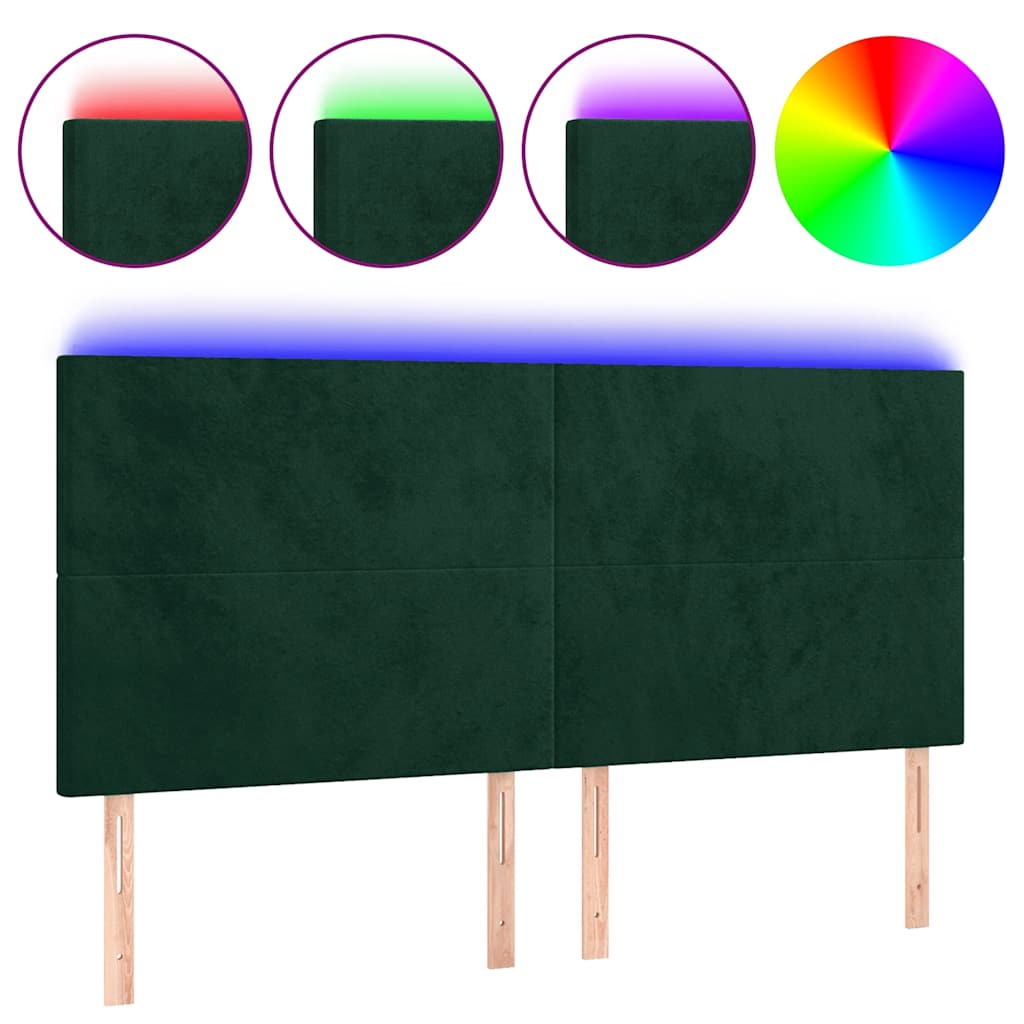 LED uzglavlje tamnozeleno 180x5x118/128 cm baršunasto