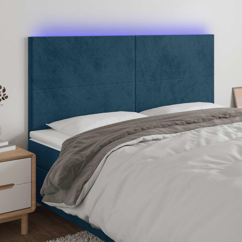 LED uzglavlje tamnoplavo 180x5x118/128 cm baršunasto