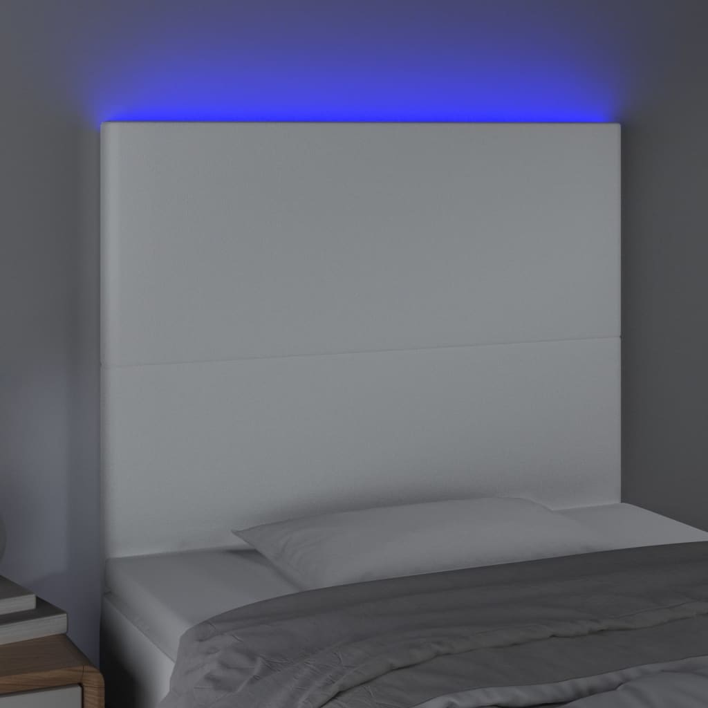 LED uzglavlje bijelo 80x5x118/128 cm od umjetne kože