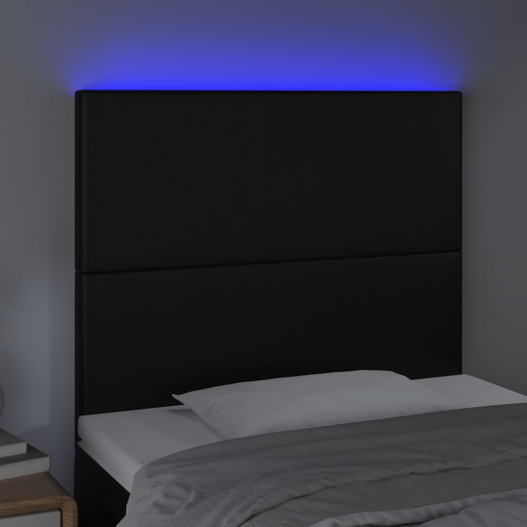 LED uzglavlje crno 100x5x118/128 cm od umjetne kože