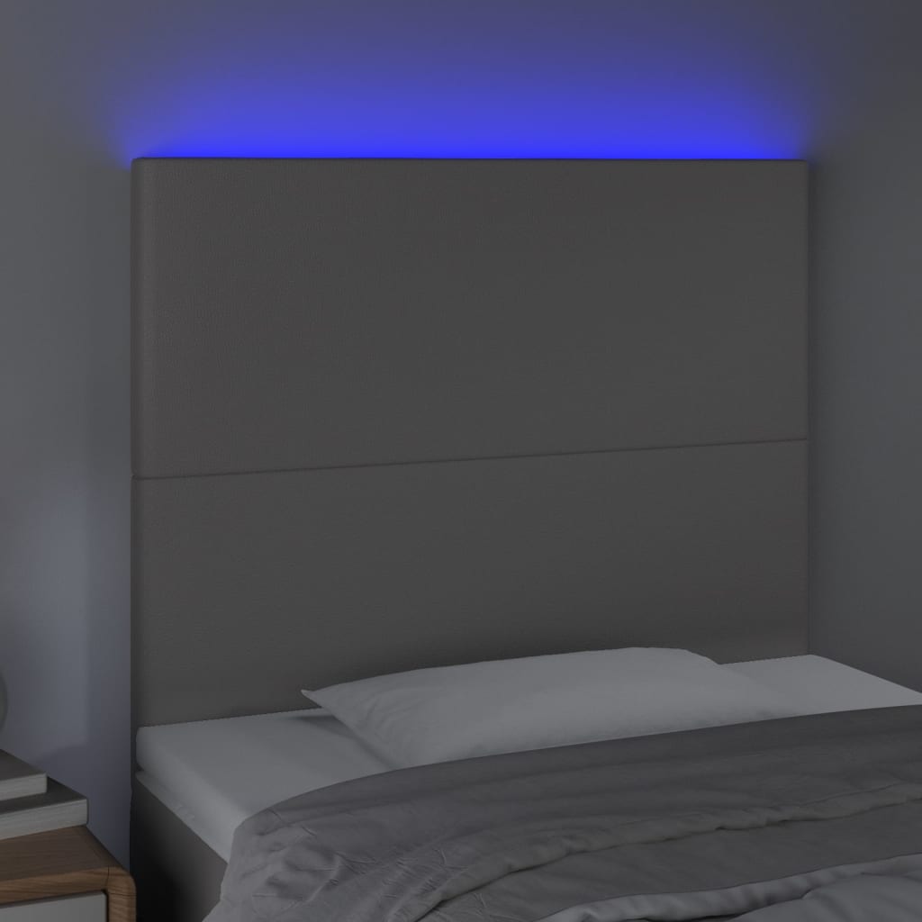LED uzglavlje sivo 100x5x118/128 cm od umjetne kože