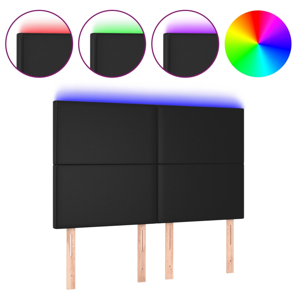 LED uzglavlje crno 144x5x118/128 cm od umjetna koža