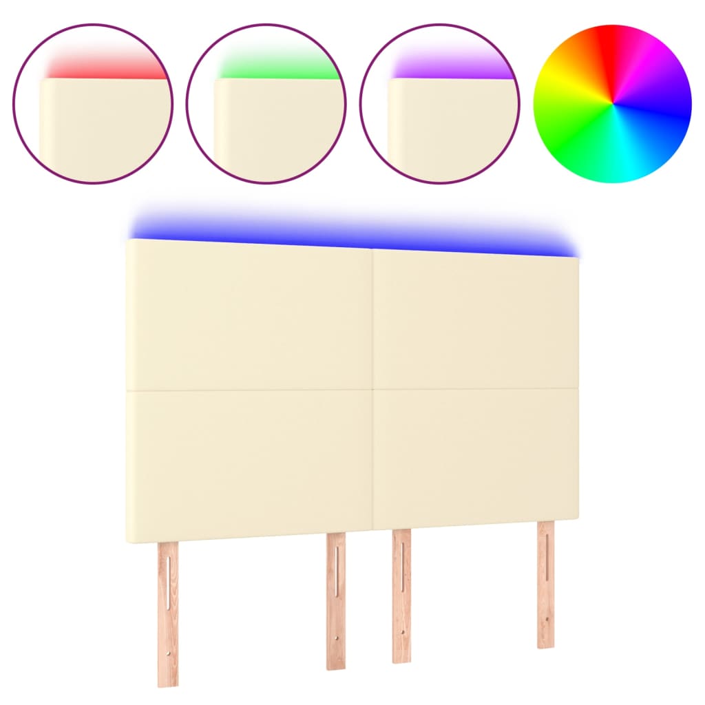 LED uzglavlje krem 144x5x118/128 cm od umjetne kože