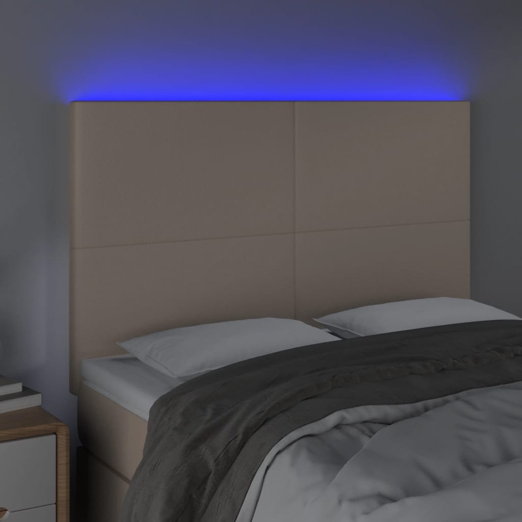 LED uzglavlje boja cappuccina 144x5x118/128cm od umjetna koža