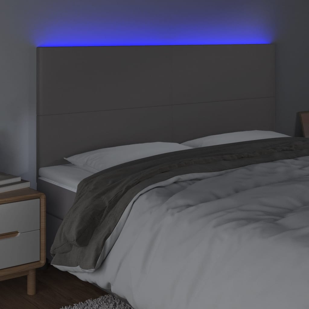 LED uzglavlje sivo 160x5x118/128 cm od umjetne kože