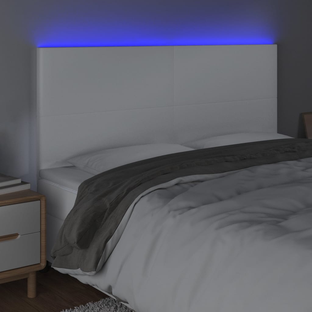 LED uzglavlje bijelo 180x5x118/128 cm od umjetne kože