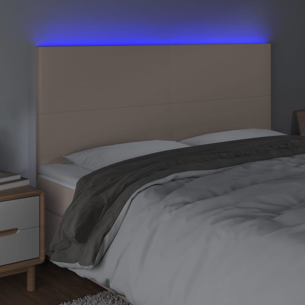LED uzglavlje boja cappuccina 180x5x118/128cm od umjetna koža