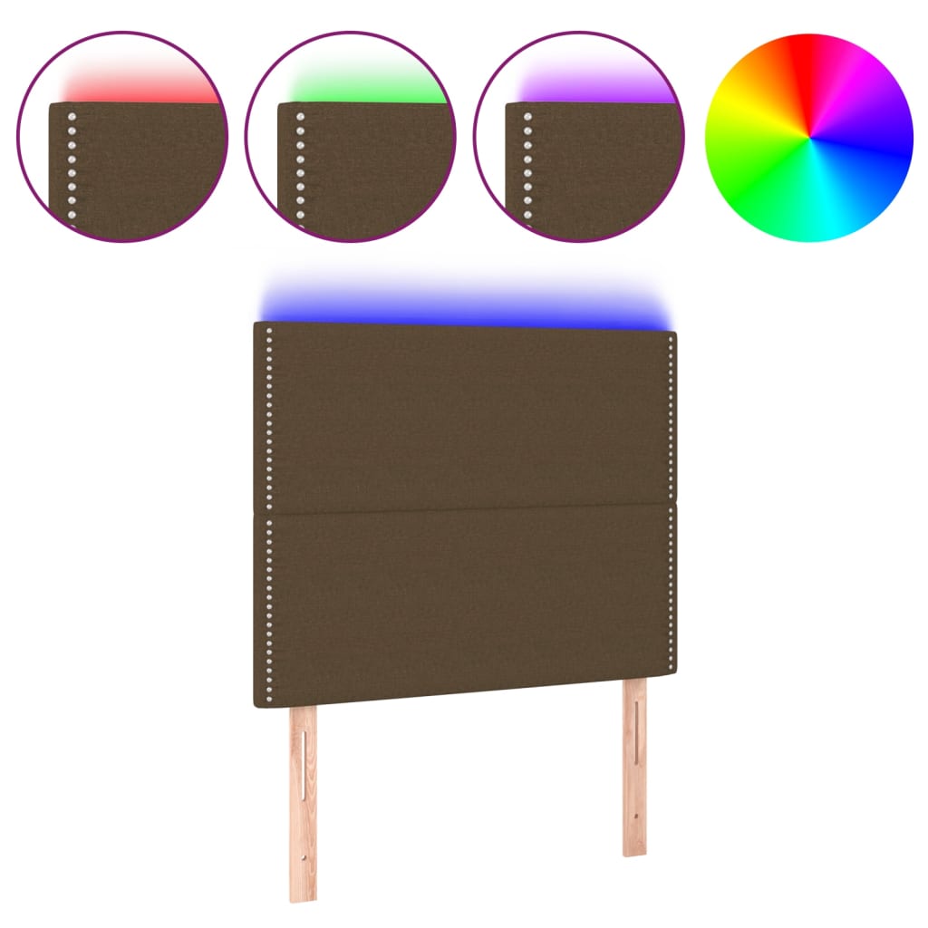 LED uzglavlje tamnosmeđe 90x5x118/128 cm od tkanine