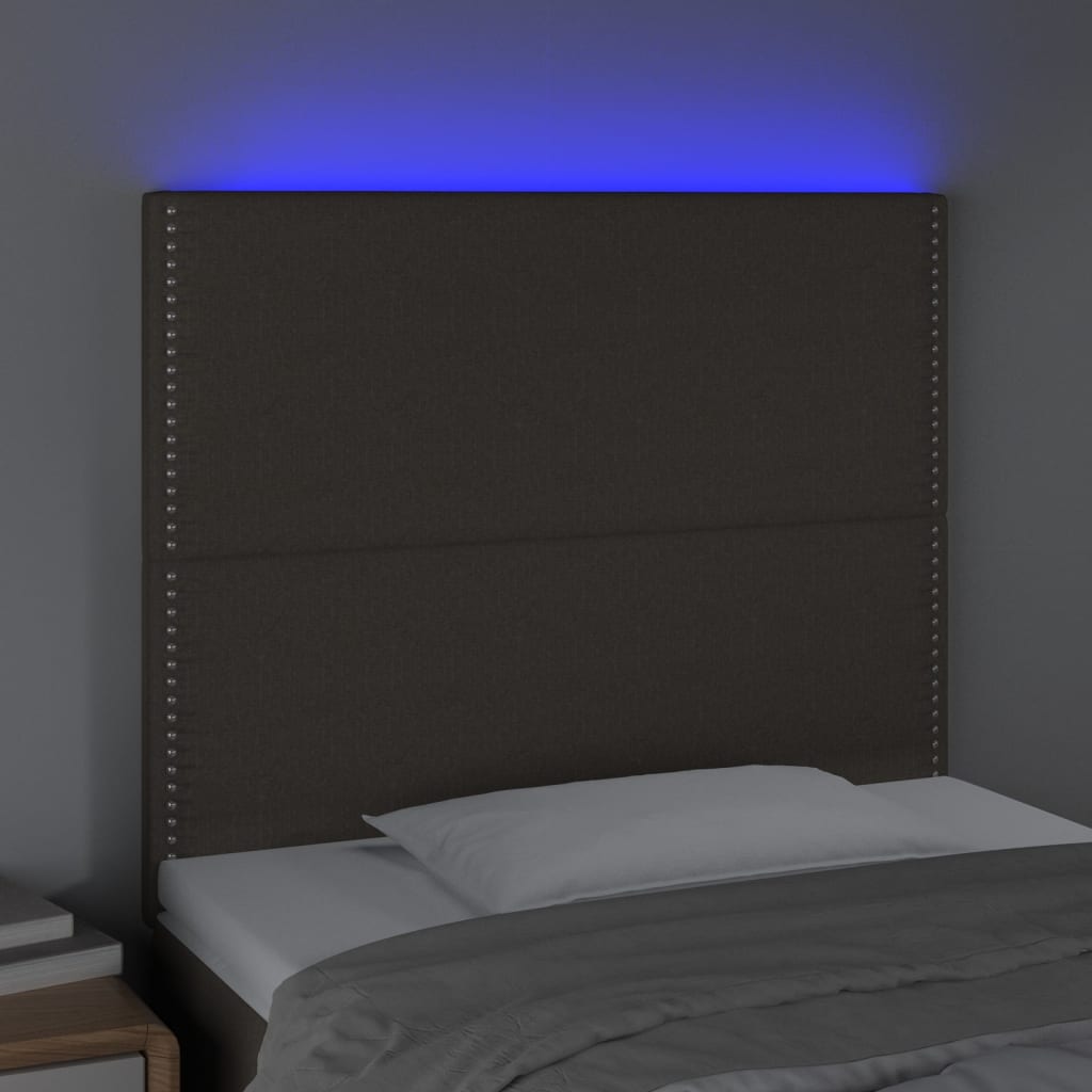 LED uzglavlje smeđesivo 90x5x118/128 cm od tkanine