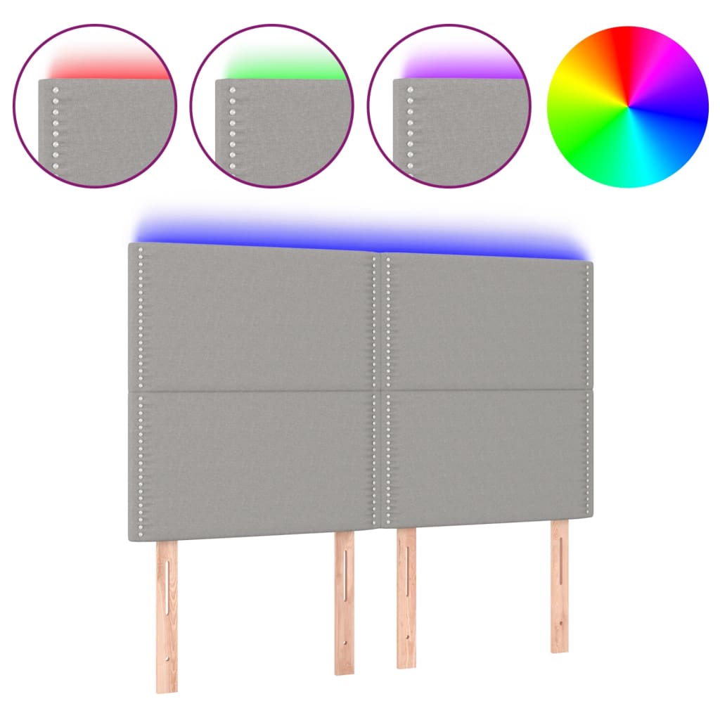 LED uzglavlje svjetlosivo 144x5x118/128 cm od tkanine