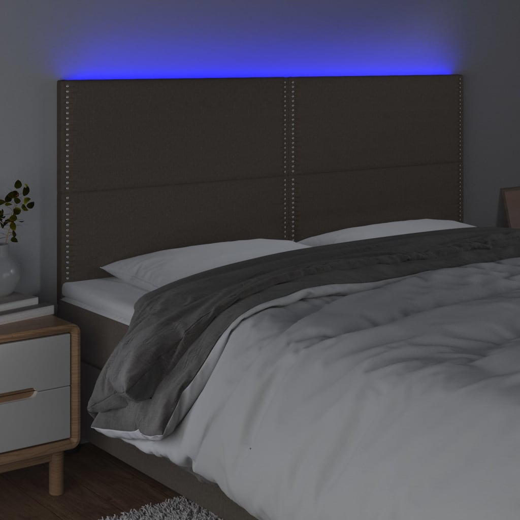 LED uzglavlje smeđesivo 180x5x118/128 cm od tkanine