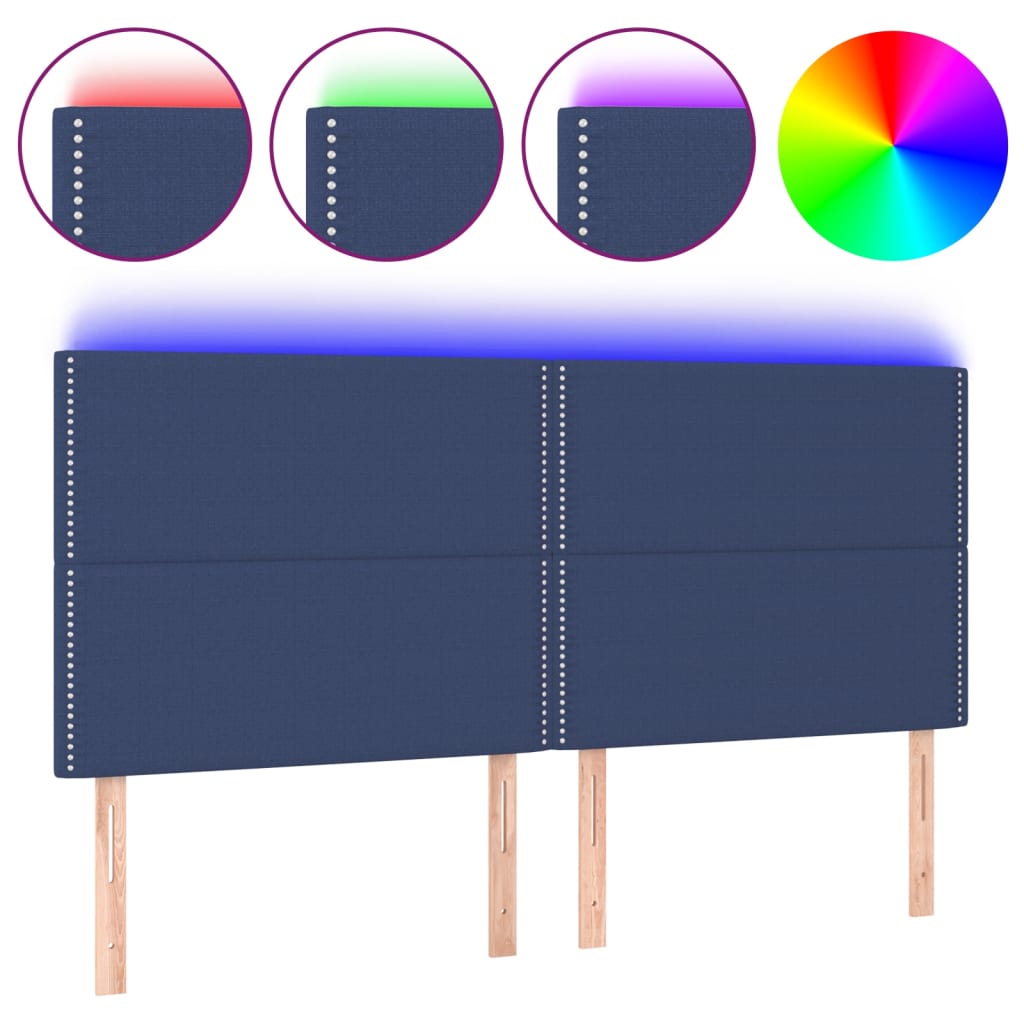 LED uzglavlje plavo 180x5x118/128 cm od tkanine