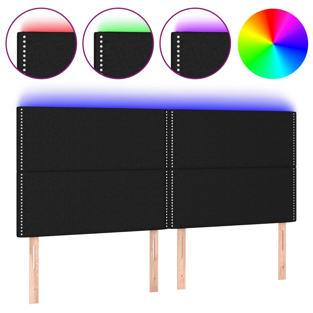 LED uzglavlje crno 200x5x118/128 cm od tkanine