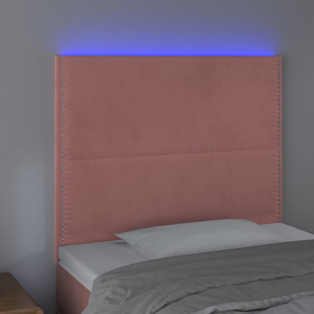 LED uzglavlje ružičasto 80x5x118/128 cm baršunasto