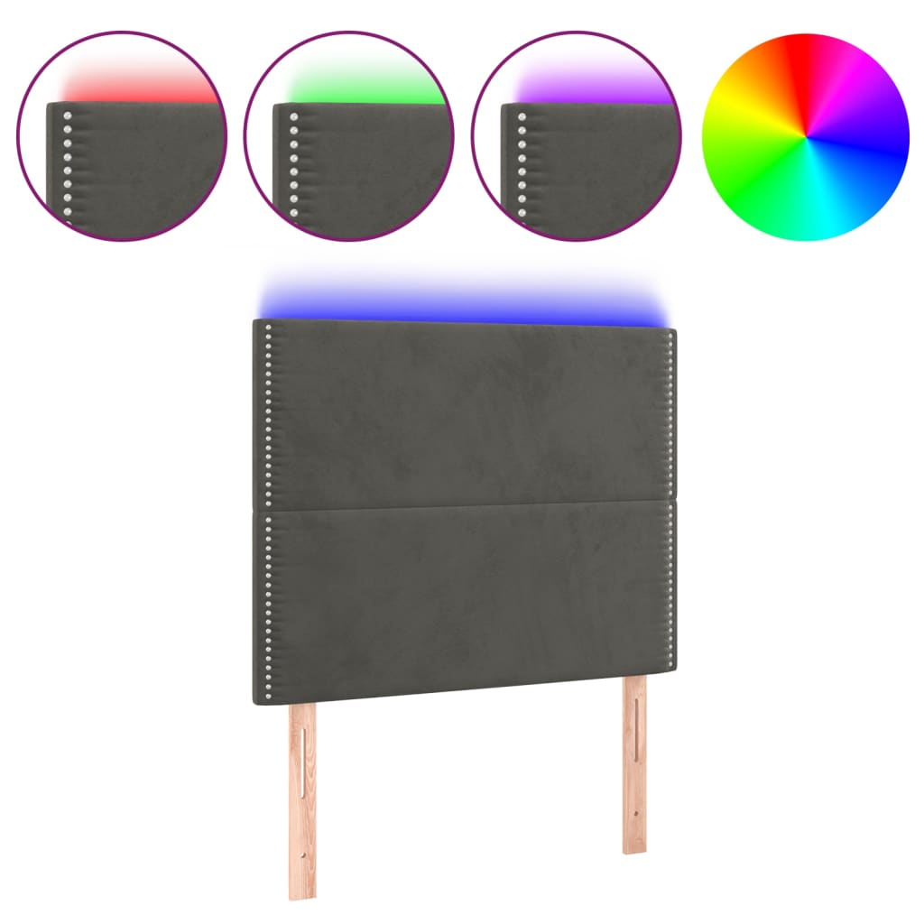 LED uzglavlje tamnosivo 90x5x118/128 cm baršunasto