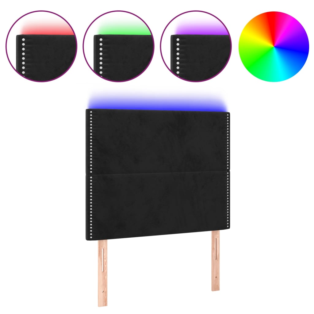 LED uzglavlje crno 90x5x118/128 cm baršunasto