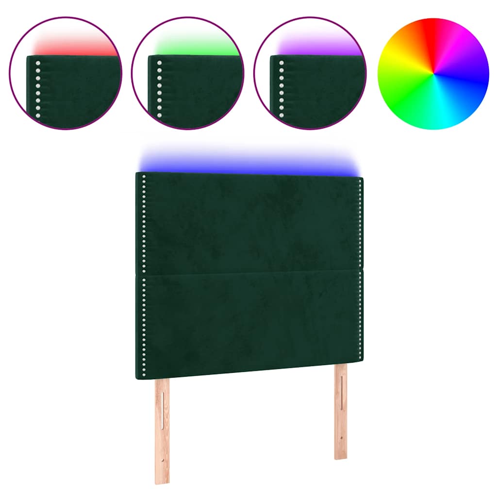 LED uzglavlje tamnozeleno 90x5x118/128 cm baršunasto