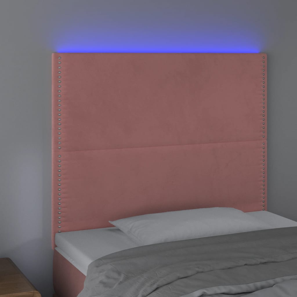 LED uzglavlje ružičasto 90x5x118/128 cm baršunasto