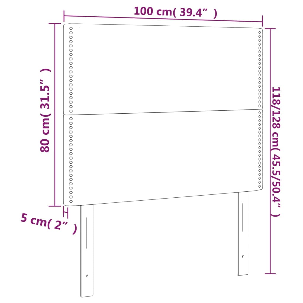 LED uzglavlje crno 100x5x118/128 cm baršunasto
