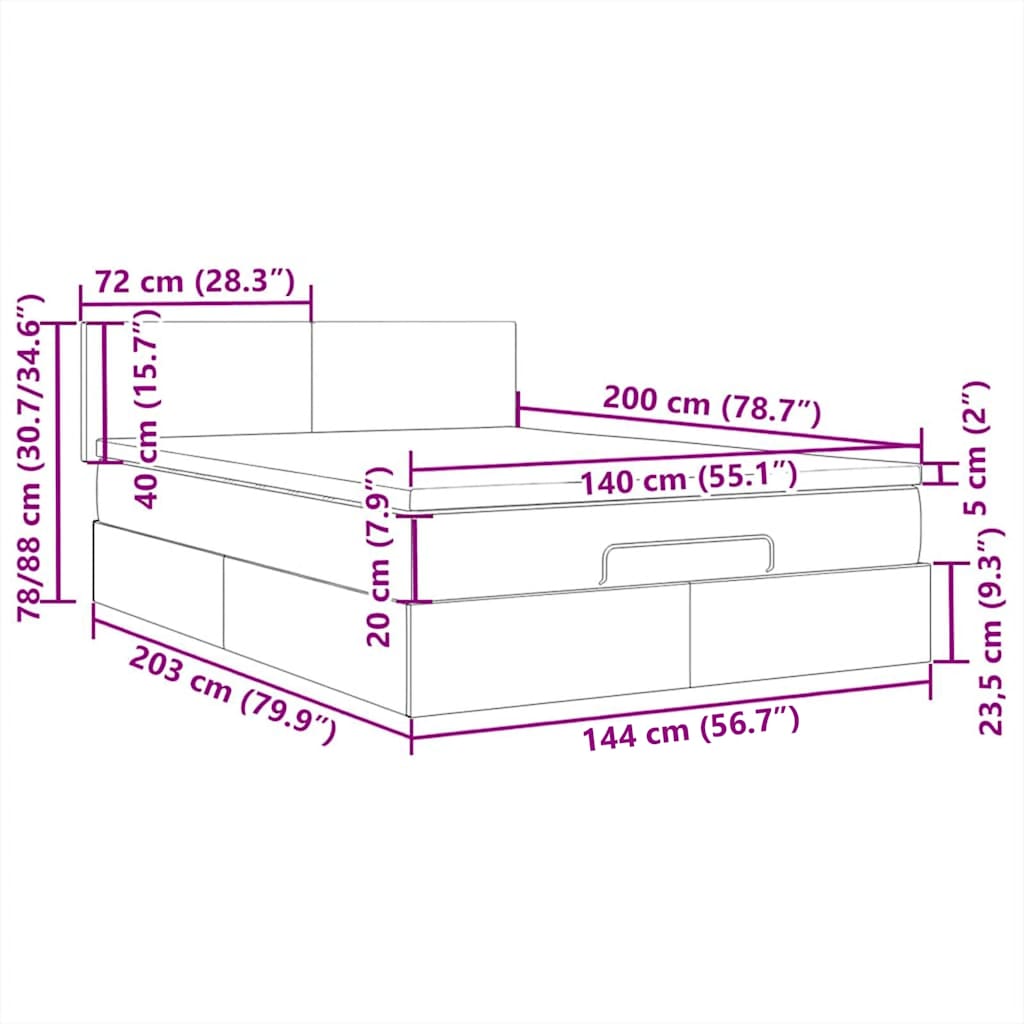 LED uzglavlje crno 144x5x118/128 cm baršunasto