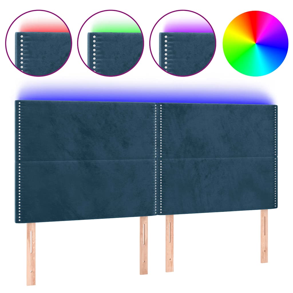 LED uzglavlje tamnoplavo 160x5x118/128 cm baršunasto